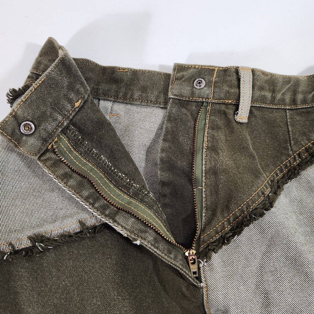 Rare Angel Blue Y2K Patchwork Denim‎ Maxi Skirt Raw Hem Japanese Harajuku 24 XS - Picture 6 of 16